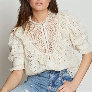 -House of Harlow 1960 Ecru Eyelet Top NWT